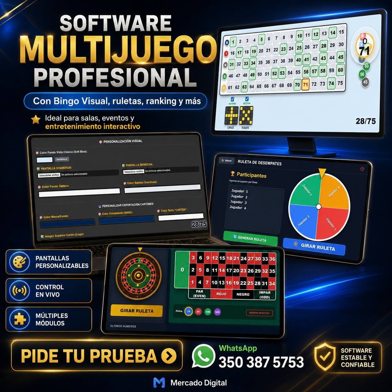 Software Multijuego Profesional para bingo, ruletas y eventos en vivo